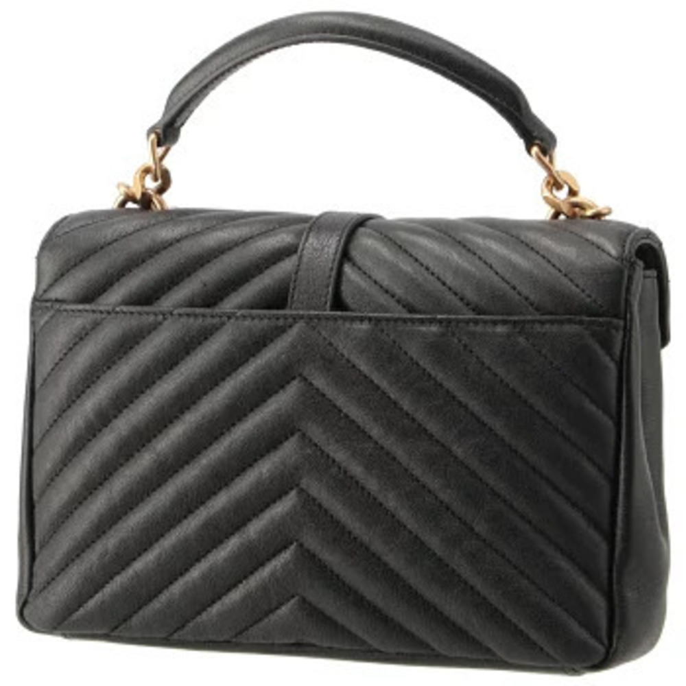 Saint Laurent Paris College Chevron Quilted Shoulder Bag Handbag Chain Strap - Picture 3 of 8